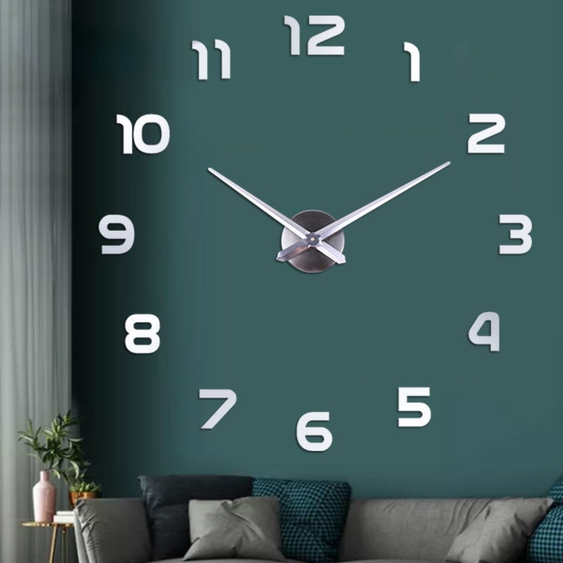 Modern Wall Clocks Digital DIY Wall Clock Free Punch Clocks Living Room Background Wall Stickers Decorative Clock