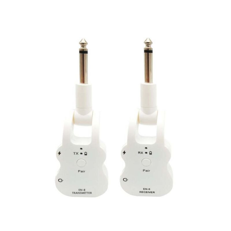Micro guitare 2.4GHZ sans fil intégré Rechargeable Plug-and-play récepteur émetteur numérique pour guitares électriques basse, blanc
