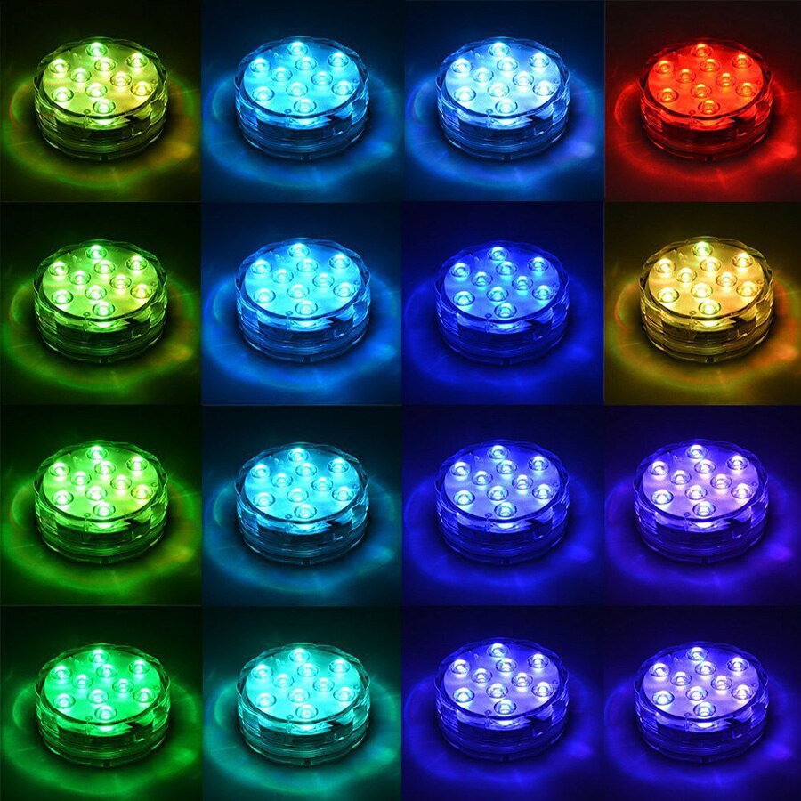 10 led piscina lâmpada de luz submersível rgb ip68 controle remoto à prova dwaterproof água luzes subaquáticas lagoa natação decorativa