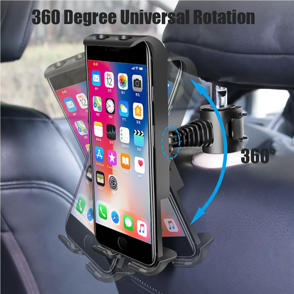 Soporte de coche para Tablet y asiento trasero de 360 grados para iPad Air Mini Pro, soporte de teléfono para el asiento trasero del coche, soporte para Samsug iPhone 11 Pro Max