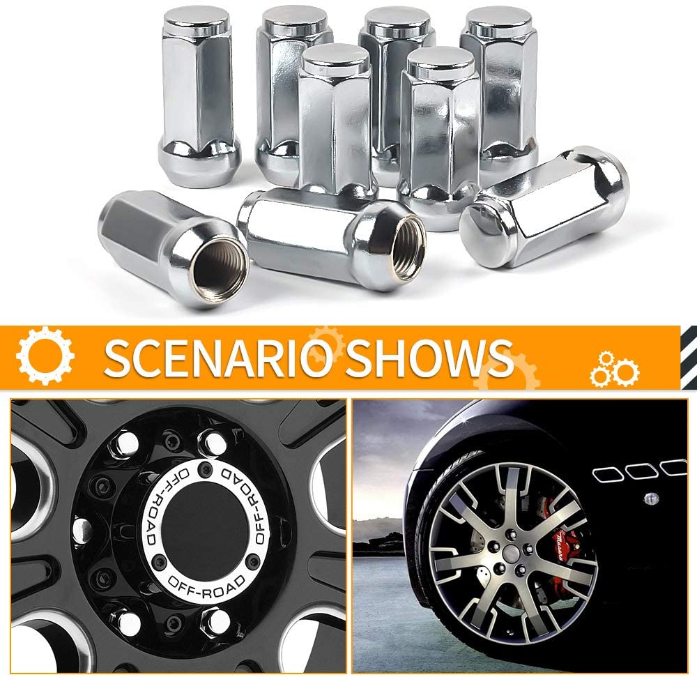 MIKKUPPA 9/16-18 Lug Nuts for Ram 1500/2500/3500 / F250/F350 / J20 Aftermarket Wheel 32pcs Chrome Closed End Lug Nuts