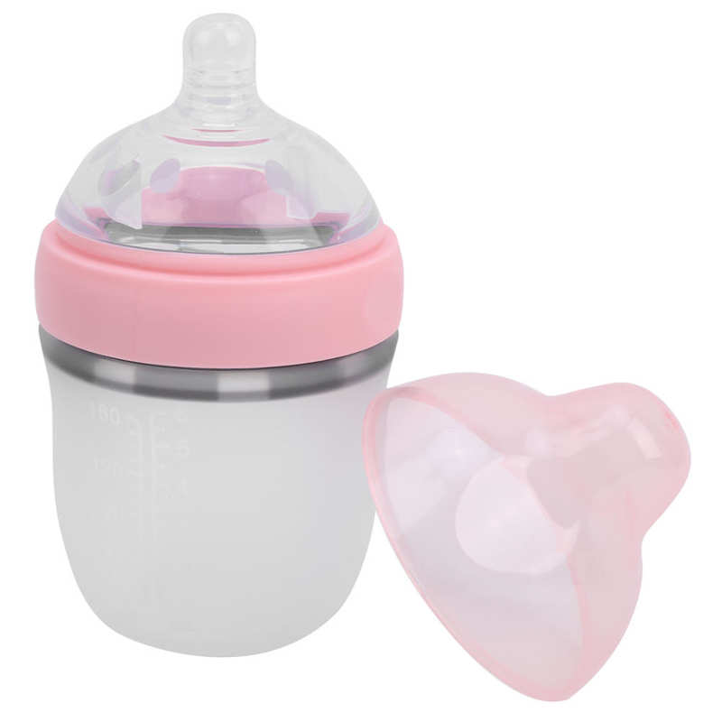 Silicone Portable Cute Baby Milk Bottle Wide-Bore Anti-Impact Infant Feeding Bottle
