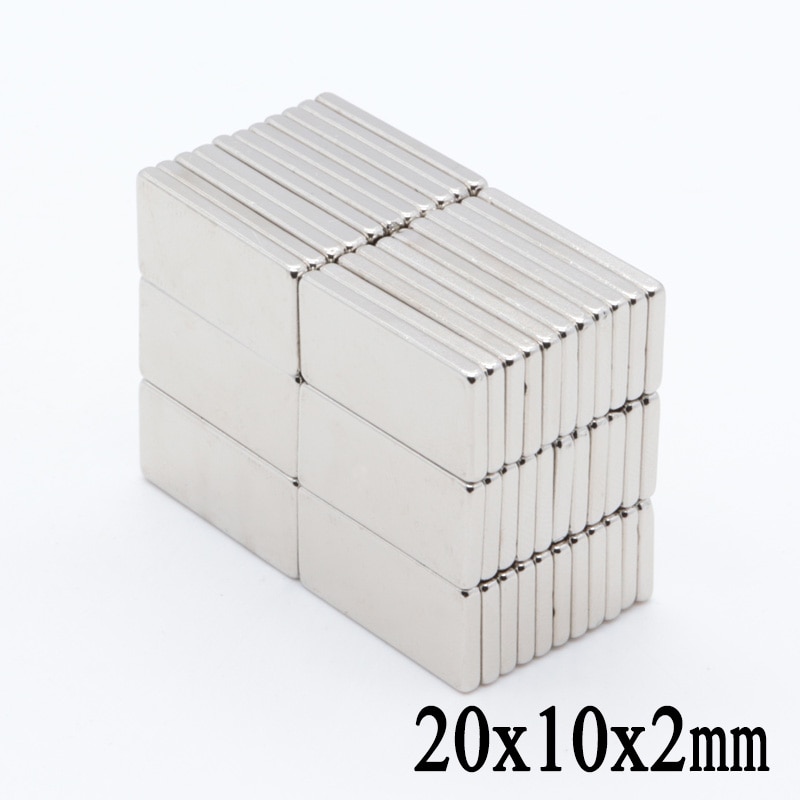 100Pcs 20x10x2mm super sterke neodymium magneet blok rechthoekige body zeldzame aarde magneet N35 dunne magneet sterke magnetische