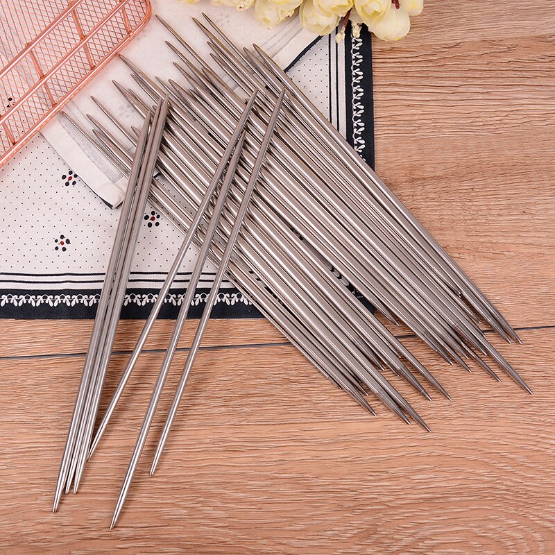 35 unidades/juego de agujas de tejer rectas, ganchos de ganchillo de acero inoxidable para DIY, herramientas de tejer, accesorios de costura de 20cm