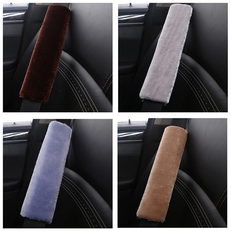 2pcs Soft Car Seatbelt Cover Sheepskin Seat Belt Pillow Pad Seat Belt Safety Strap Cover Shoulder Pads For Bag Car Accessories