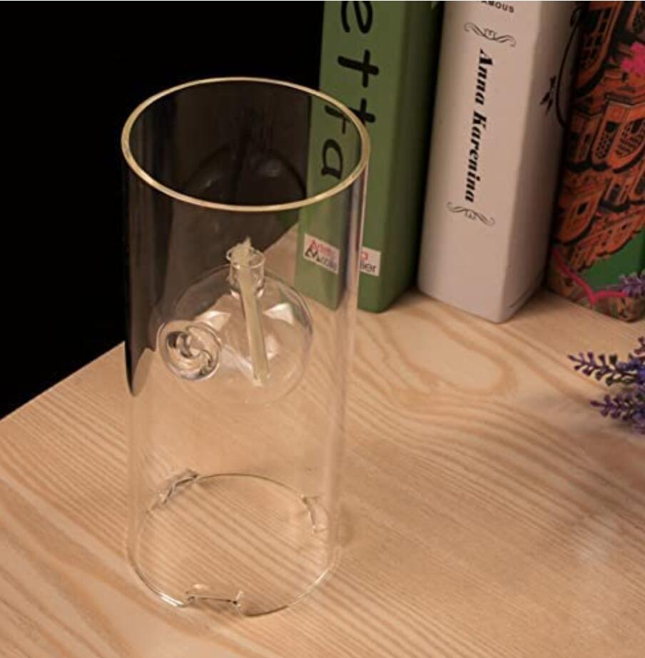 Memeokon håndlavet glas cylindrisk olielampe borosilikat inklusive bliss ophængt orkanlysholder ærmelampe