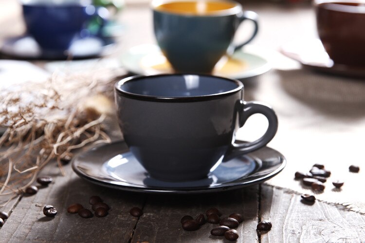 Kontinental farge kaffekoppsett britisk italiensk stil cappuccino mokka keramikksett jul