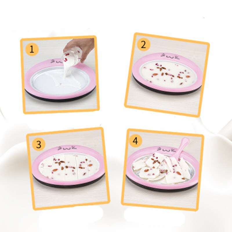 Rolled Ice Cream Maker - Instant Ice Cream Maker Pan with 2 Spatulas, Round Sweet Spot Ice Cream Maker for Kids Blue