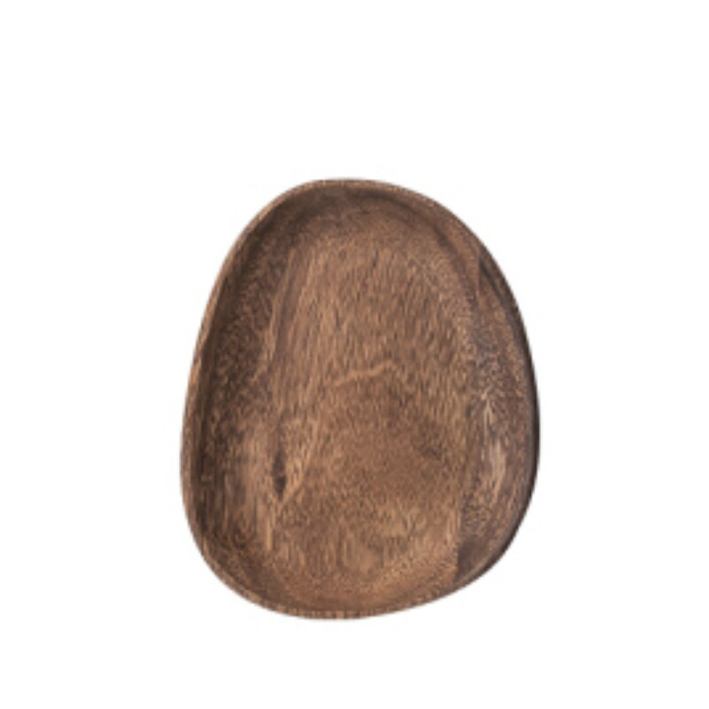Plato ovalado de madera maciza para fruta, bandeja de té, postre, cena, juego de vajilla: A-16.5X12.6X2cm