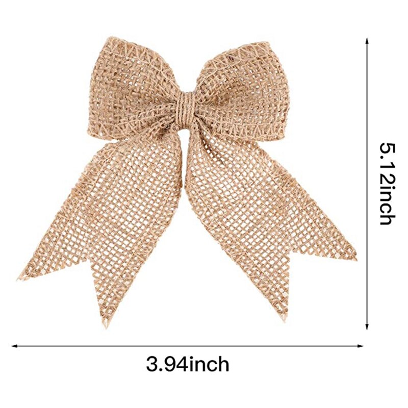 Nœud papillon en toile de jute, 30 pièces, fait à la main, pour décoration de noël, fournitures de fête, Festival, arbre,