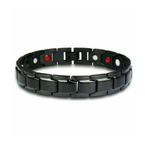 Männer Armband Therapeutische Energie Armband Edelstahl Heilende Magnetische Therapie Armband Hologramm Armband: Black