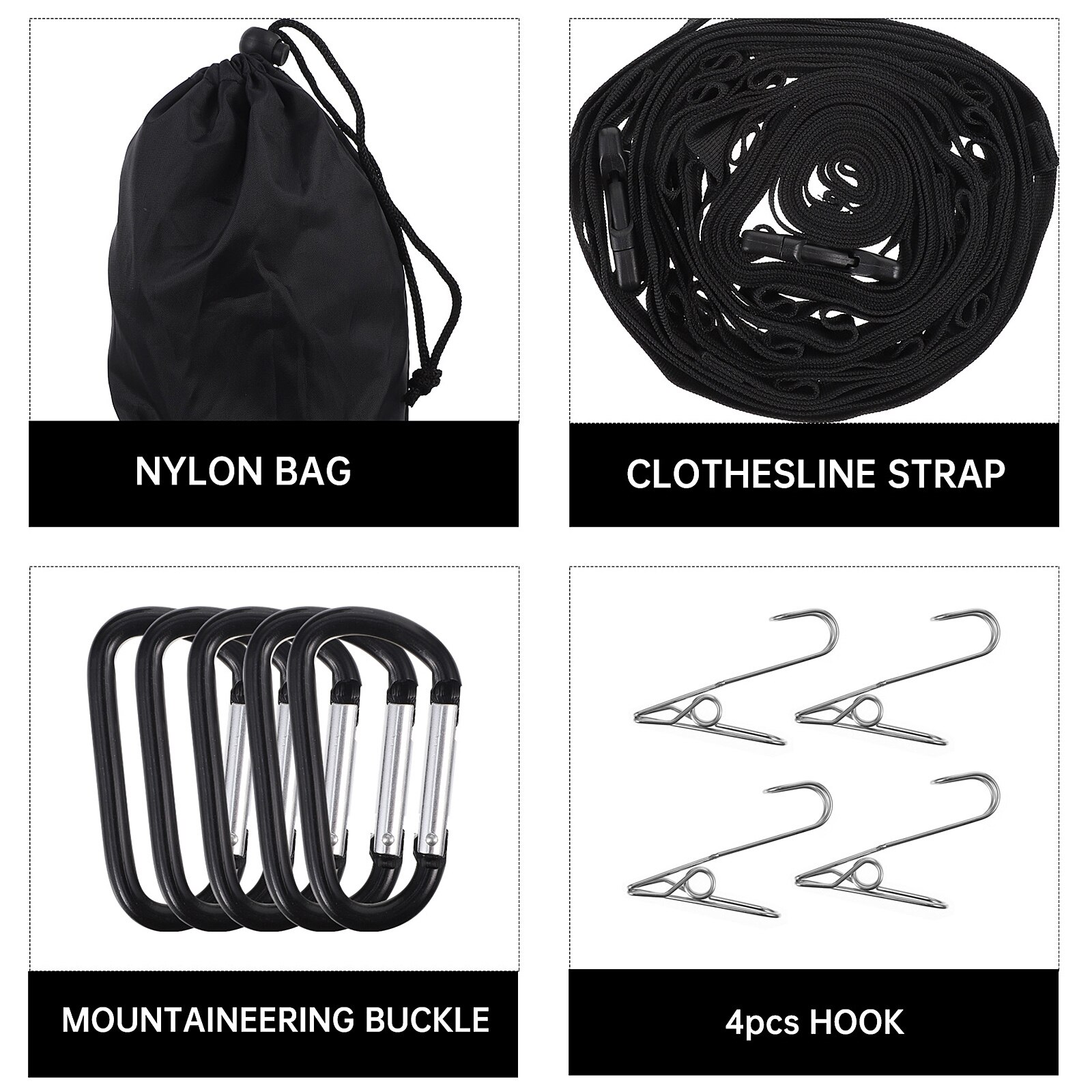 1 Set Camping Clothes Drying Line Outdoor Clothesline Hanging Rope Storage Strap