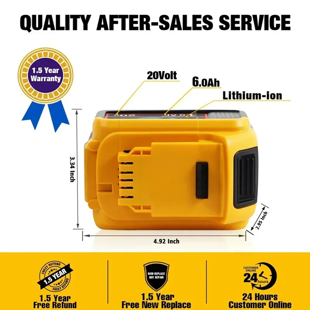 Original 18V/20 Volt max 6,0 Ah 8,0 Ah DCB200 Ersatz-Li-Ionen-Akku für dewalt dcb205 dcb201 dcb203 Elektro werkzeug batterien