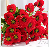4 Heads/Tak Poppy Zijde Kunstbloemen Partij Decoratie Bloemstuk Bruidsmeisje Boeketten Lange Stem Voor Home Decor: red