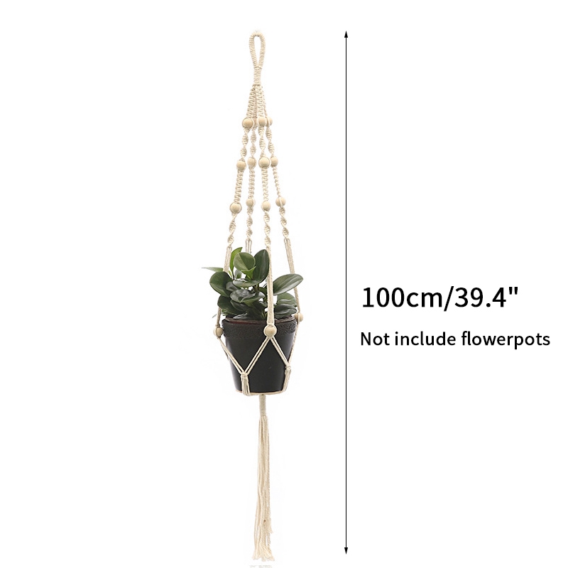 Tuinieren Groene Plant Hangende Mand Katoenen Touw Hanger Bloempot Handgemaakte Macrame Pot Zakmuur Boho Binnenplaats Home Decor: Light Grey