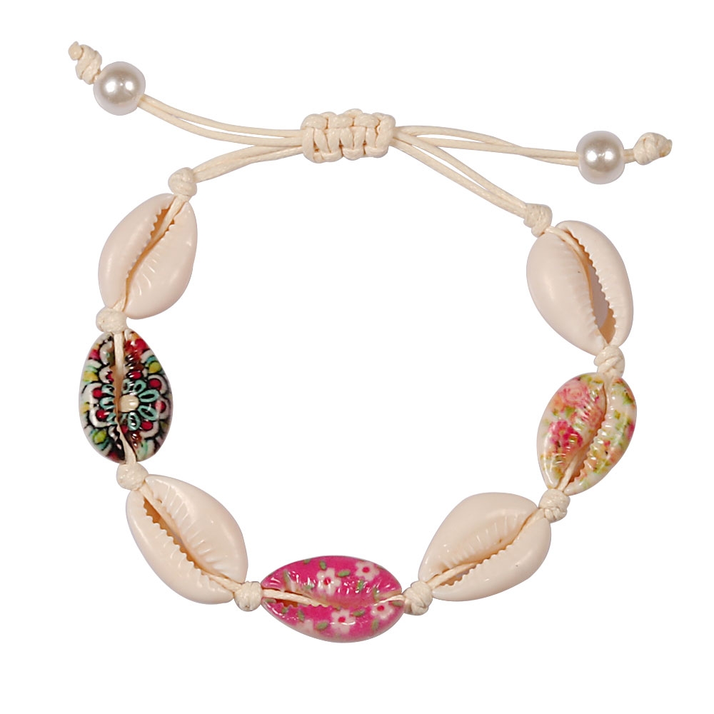 Natural Seashell Hand knit Rope Chain Bracelet Charm Bohemia Jewery Shell Bracelets Women Conch Beaded Strand Bracelets