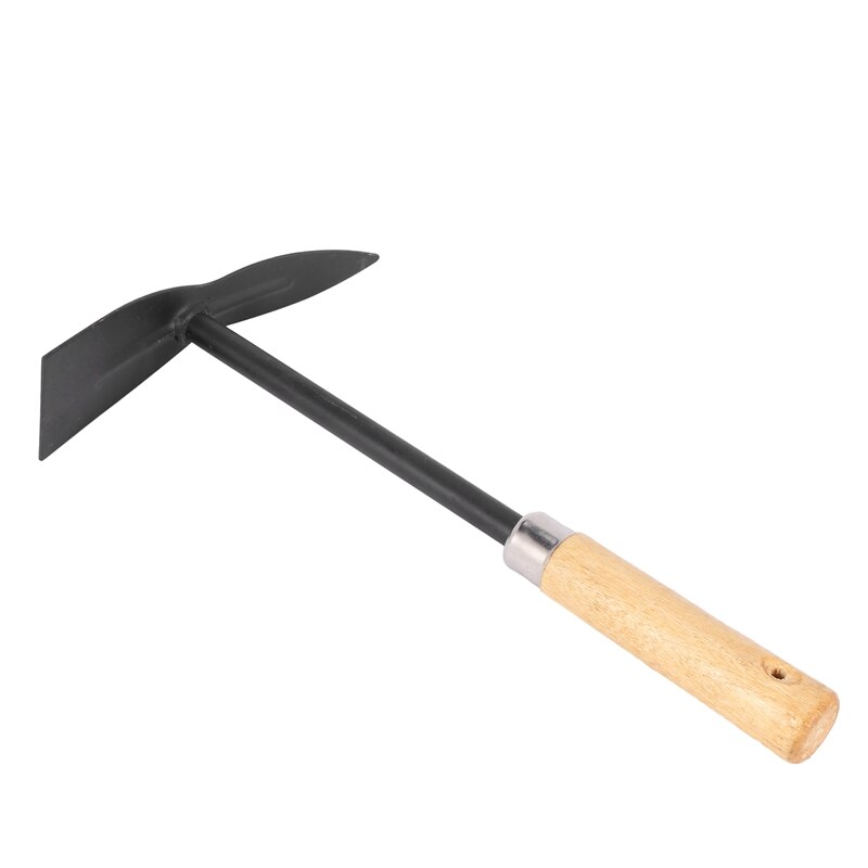 Wooden Handle Metal Hand Garden Tool Digging Hoe,black