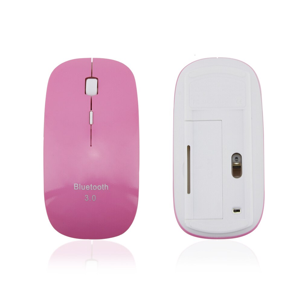 CHYI Ultra Thin Bluetooth Wilreless Computer Mouse Portable Slim Ergonomic Pink Mause 3d Optical PC Mice For Windows/IOS Laptop: Pink