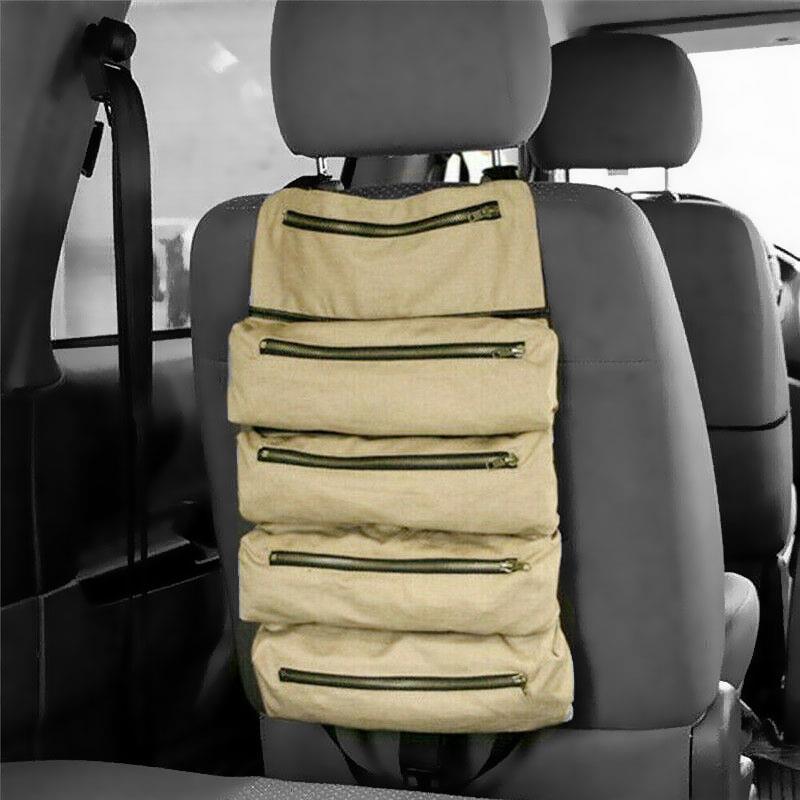 Onever Roll Up Bag Versatile Car Bag Tool Organizer Pouch Canvas Wrench Storage Carrier Car Back Seat Automobile Roll Up Bag