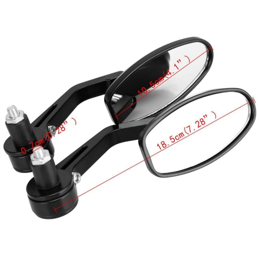 Pair Motorcycle Side Mirrors Universal 7/8" 22mm Handlebar Bar End Mirror Black Rear View Rearview Mirrors for Sport Bike ATV