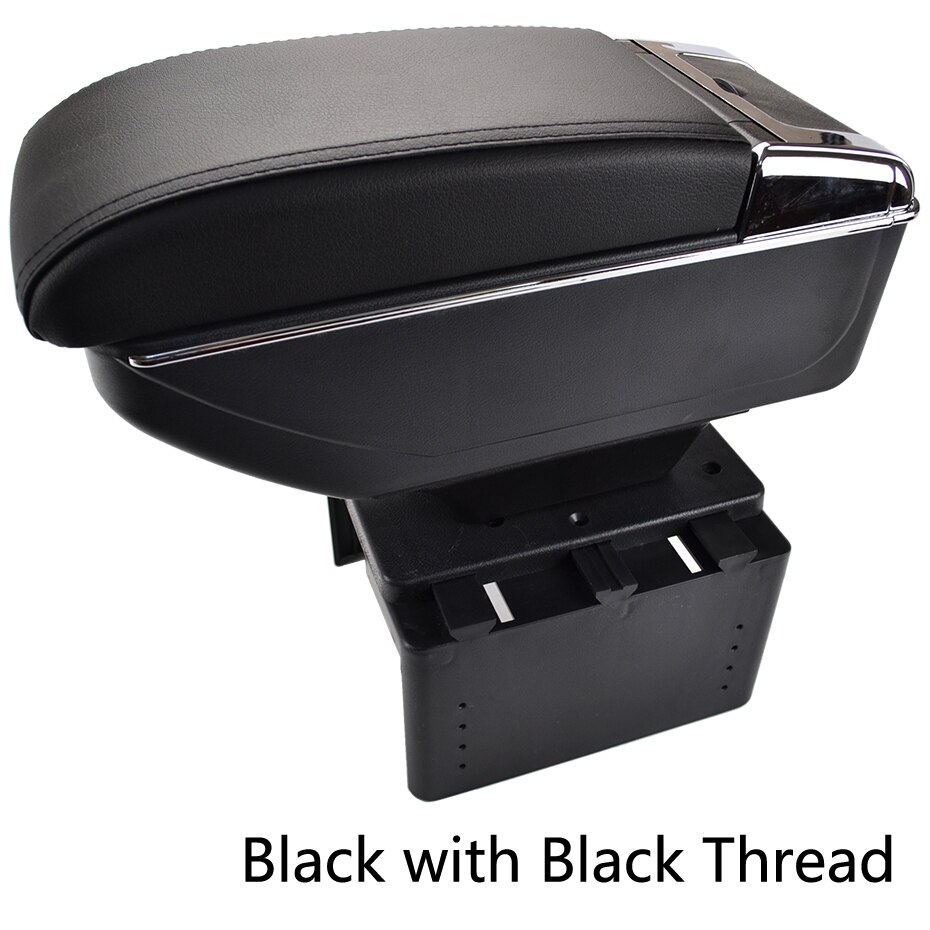 Boîte de rangement universelle, Console centrale, accoudoir double couche, Console de voiture en cuir PU: Black Thread