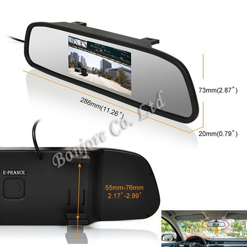 Universal 3 in 1 Wireless Auto rainproof car rear reversing camera Dynamic track line parktronic camera & 4.3 Mirror 800 x 480