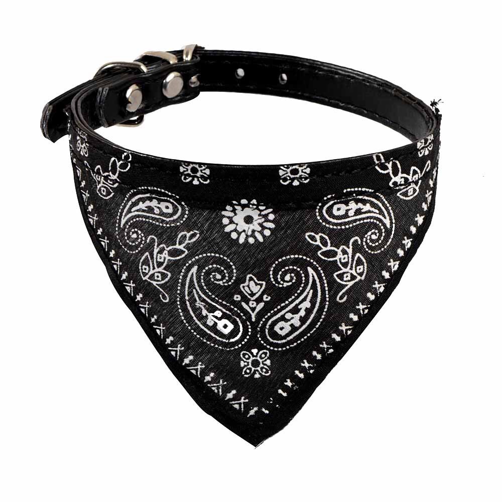 Nueva impresión ajustable mascota perro cachorro gato cuello bufanda Collar tipo pañoleta, pañuelo para cuello accesorios para perros: Black