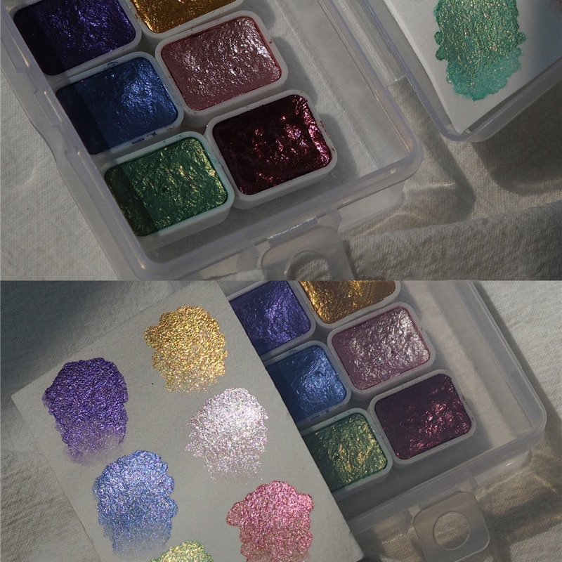 1 sæt akvarel negle gel lak pigment solid perle shimmer maling spejl nail art glitter solid maling maling indretning manicure