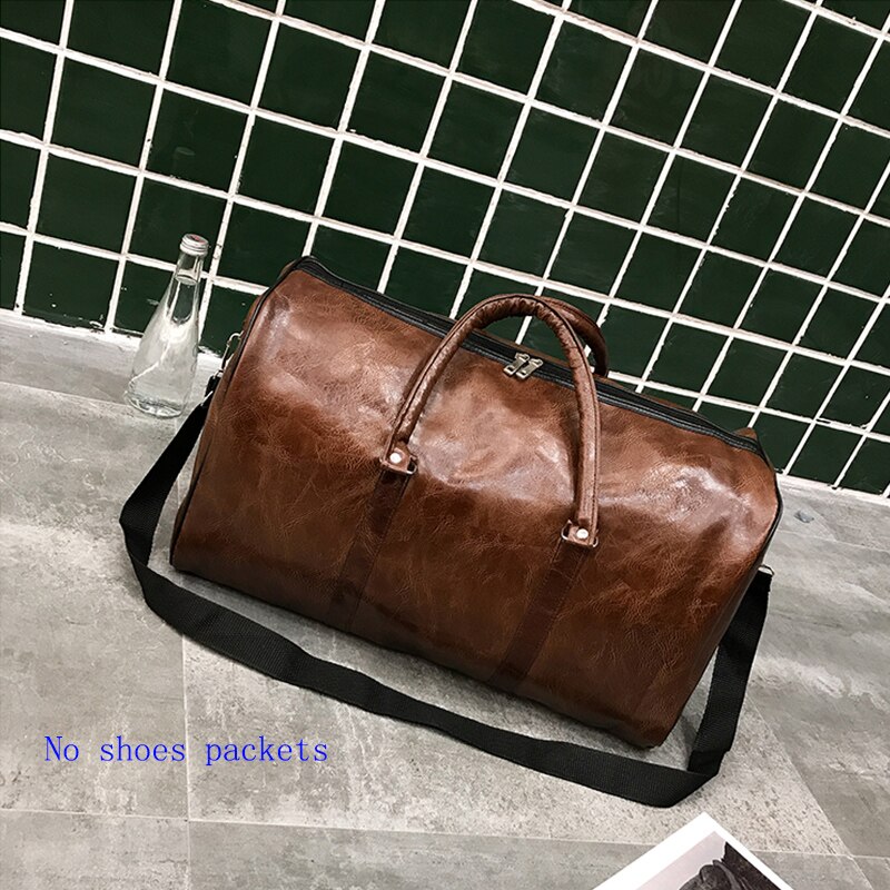 Borsa da viaggio ad alta capacità bagaglio Unisex per il tempo libero Fitness borsa da Weekend valigia da lavoro borse da viaggio in pelle morbida borse a tracolla: Style 1  Lt Brown