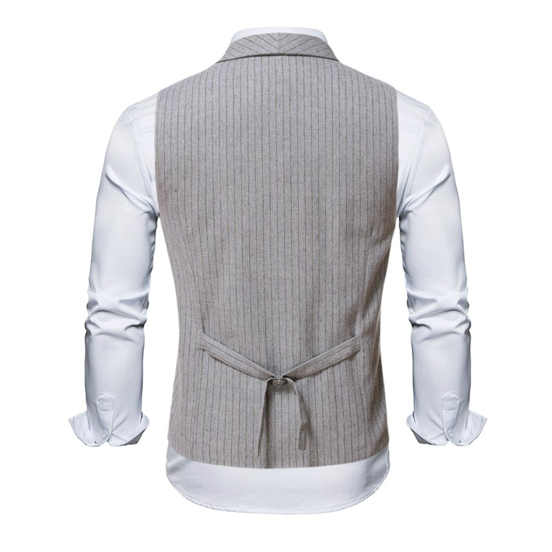 Chalecos a rayas de para hombre, traje informal de negocios ajustado con doble botonadura, primavera y otoño,