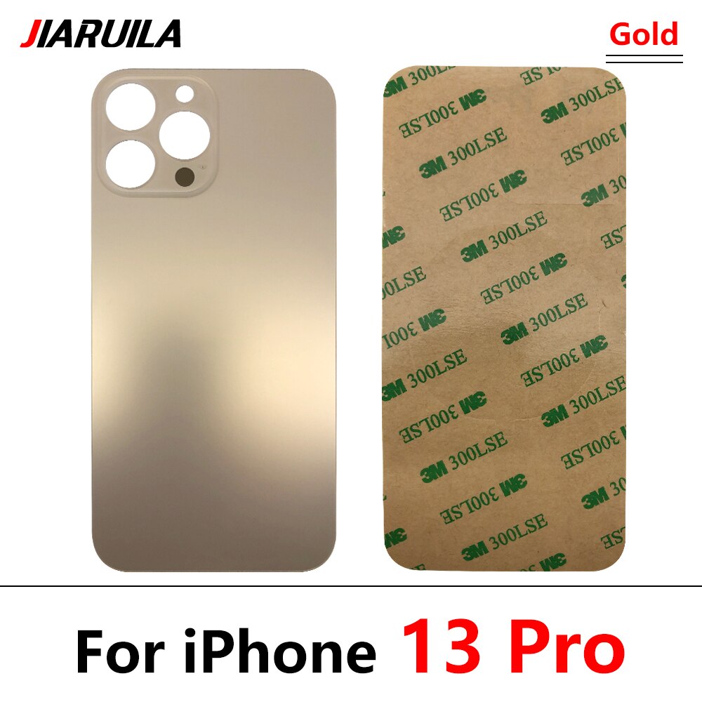 Big Hole powrót bateria drzwi tylna pokrywa szklana pokrywa baterii Case z klejem zamiennik dla iPhone 13 Pro Max: For 13 Pro Gold