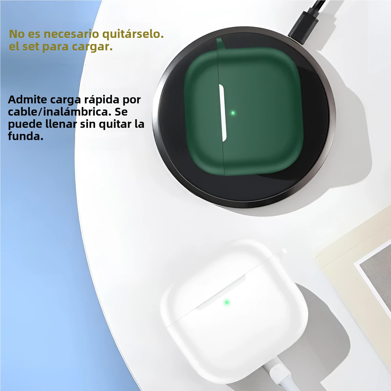 OUIO Funda para auriculares inalámbricos Funda protectora de cobertura total con hebilla colgante, funda para auriculares de gel de sílice para AirPods 4