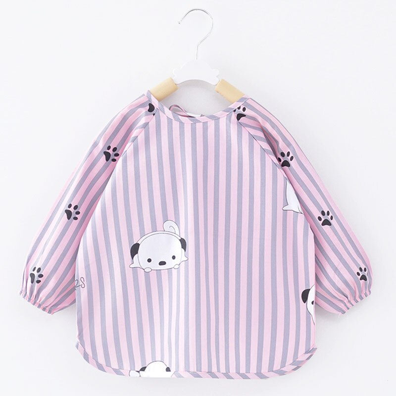 Cute Cartoon Baby Bibs Waterproof Kids Baby Boy Girl Bibs Babador Cotton Baby Feeding Stuff Burp Cloth Long Sleeve Apron Bavoir: purple