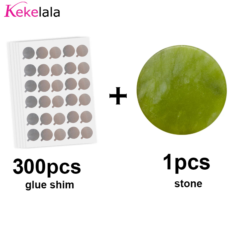 300Pcs Glue Pads Eyelash Extension Foil Sticker Glue Holder Pallet Paper Lashes Stickers Beauty MakeupTool: stickers and jade