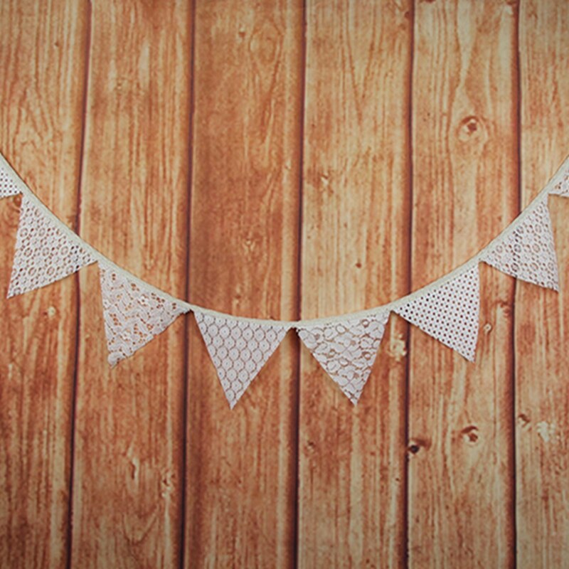 Banderines de arpillera rústica Vintage para boda, banderín de tela de encaje, guirnaldas colgantes, decoración de boda, suministros simples para