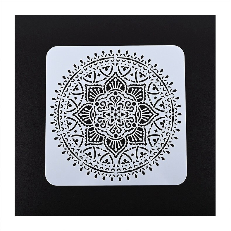 9 Stks/pak 20*20Cm Plastic Stensils Muur Bloem Ronde Geometrische Sjablonen Voor Schilderen Stencil Ambachten Grote Mandala Decoratieve