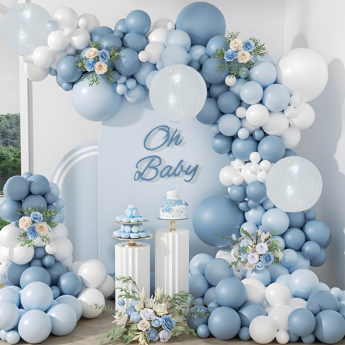 Kit de arco de guirnalda de Globos azules, decoraciones para de feliz cumpleaños, Globos de confeti, Globos para Baby Shower, decoración de boda, Globos