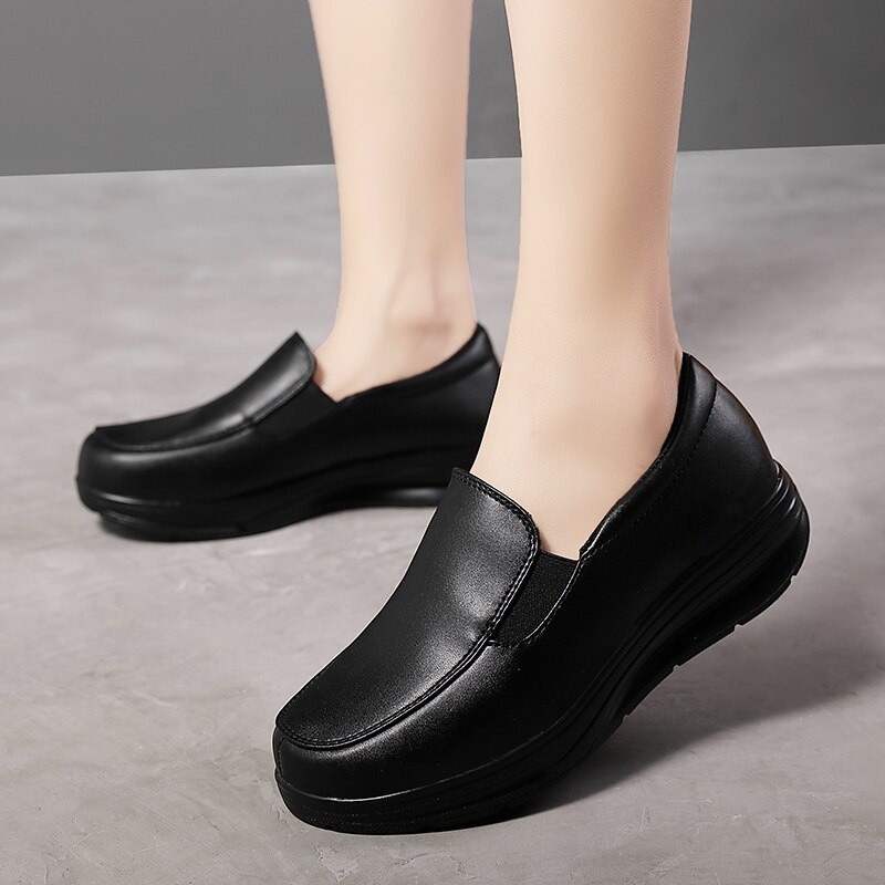 Womens Shake Shoes Loafers Casual Slip-on Comfort Walking Wedges Shoes Platform Nurse Shoes