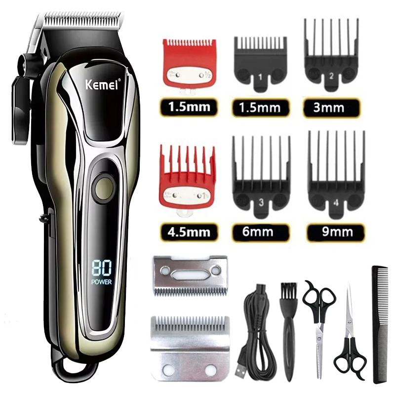 Kemei Haarschneidemaschine KM-1990 KM-2024 für Männer Elektrorasierer Professionelle Herren Haarschneidemaschine Drahtloser Friseurtrimmer: Gelb
