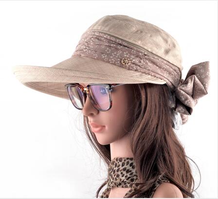 Panie dyskietki kapelusze przeciwsłoneczne dla kobiet lato anty-uv czapka dziewczyna szerokie rondo wiadro kapelusz kobiety składane daszki ochronne chapeu feminino: Beżowy