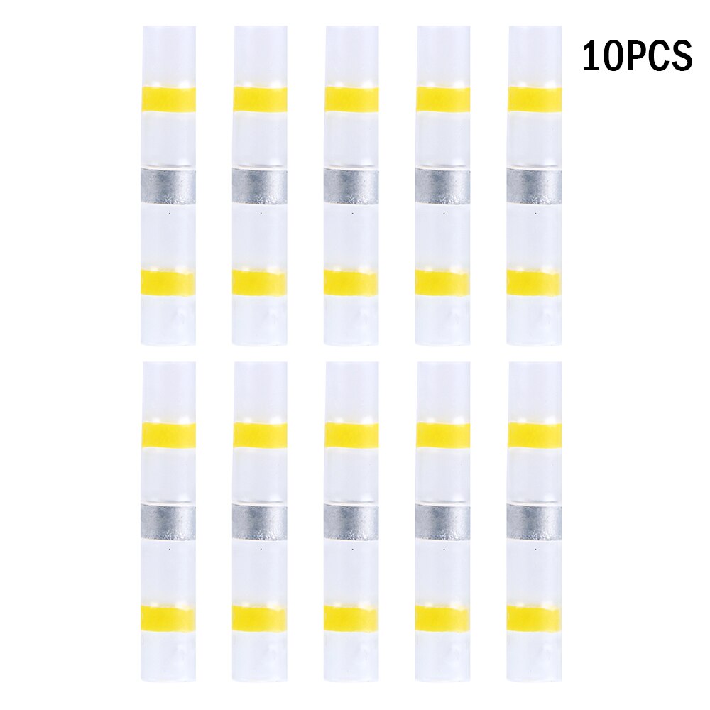 10/50Pcs Solder Ring Heat Shrinkable Terminal Mixed Heat Shrink Connector Terminal Block Welding Solder Seal Sleeve Waterproof: Yellow 10pcs