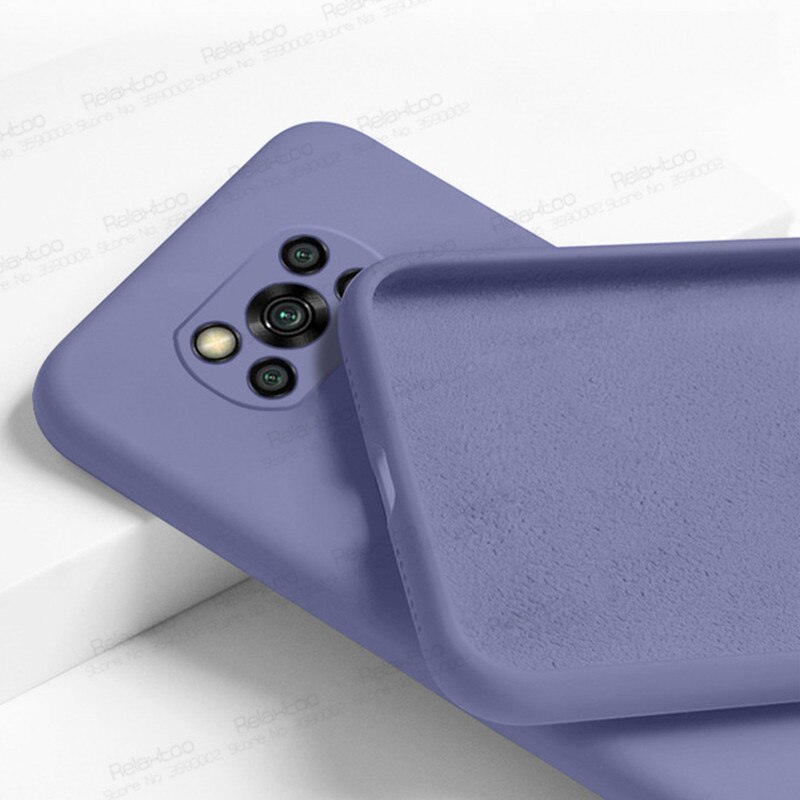Dla przypadku Xiaomi Poco X3 NFC kolorowy płynny futerał silikonowy na Xomi Pocox3 Poko Poxo Pocophone X 3 3X odporny na wstrząsy telefon pokrywa Coque: poco x3 nfc / Light blue