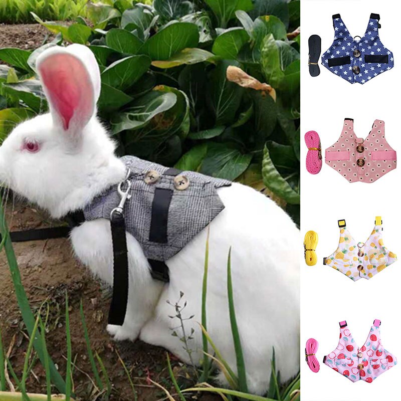 Rabbits Pet Vest with Pulling Rope Vest Convenient Rabbit Chest Back Safety Pet Harness Breathable Adjustable Pet Supplies