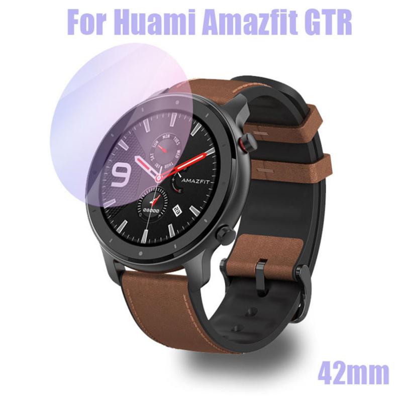 1Pc Clear Film Gehard Glas Screen Protector Voor Amazfit Gtr Smart Horloge 42/47Mm Horloges Accessoires Waterdicht effen Screen: 1pc 42 Purple light