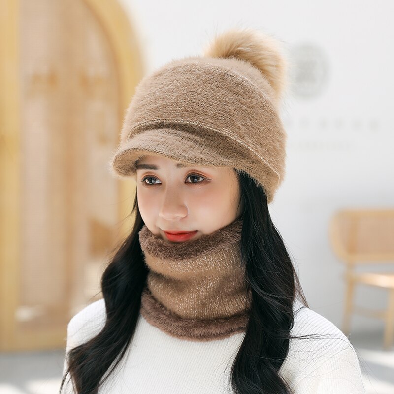 Bonnet Et écharpe D’hiver AISHNE Pour Femme/fille - Tricot épais Acrylique, 4 Couleurs Au Choix