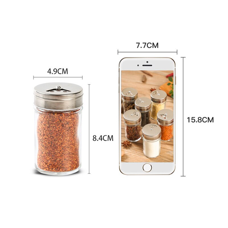 Unibird 1Pc Glass Pepper Spice Shaker Salt Seasoning Can Kitchen Cruet Condiment Bottle Coffee Sugar Seal Jar Container Castor