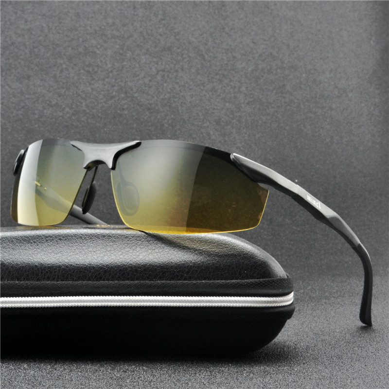 Mincl/ men day night dual-use polariserede solbriller bil, der kører  uv400 solbriller med kasse fml: Gary day nigiht