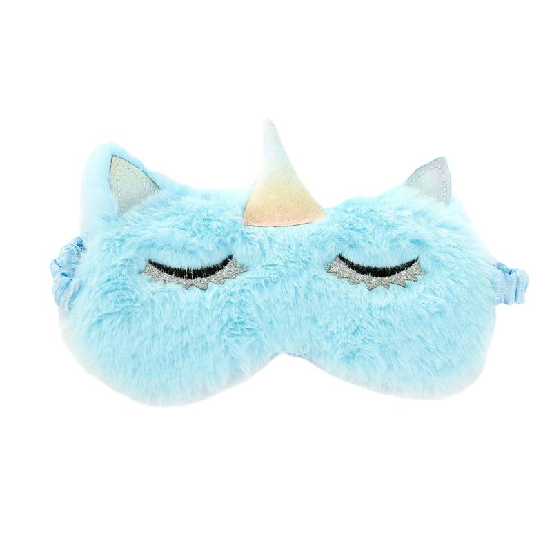 Masque pour les yeux en forme de licorne, bandeau de nuit, léger et confortable pour dormir, bandeau de nuit Super doux pour dormir en déplacement, siestes de travail: Bleu