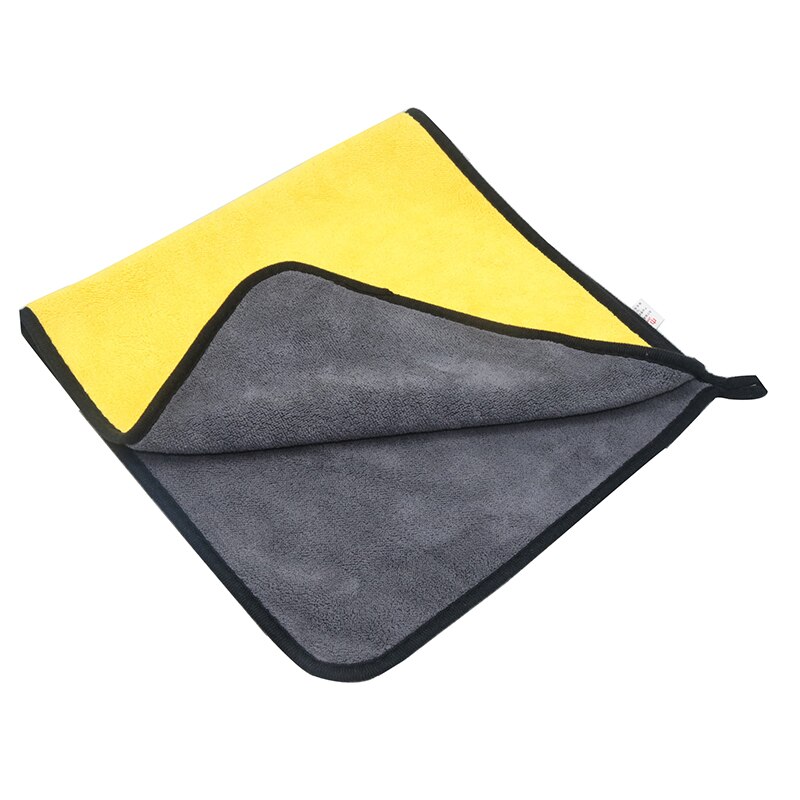 2 stk bilvask mikrofiberhåndklæder supertyk plysdug til vask rengøring tørring absorberer vokspolering: 2 stk grå gul