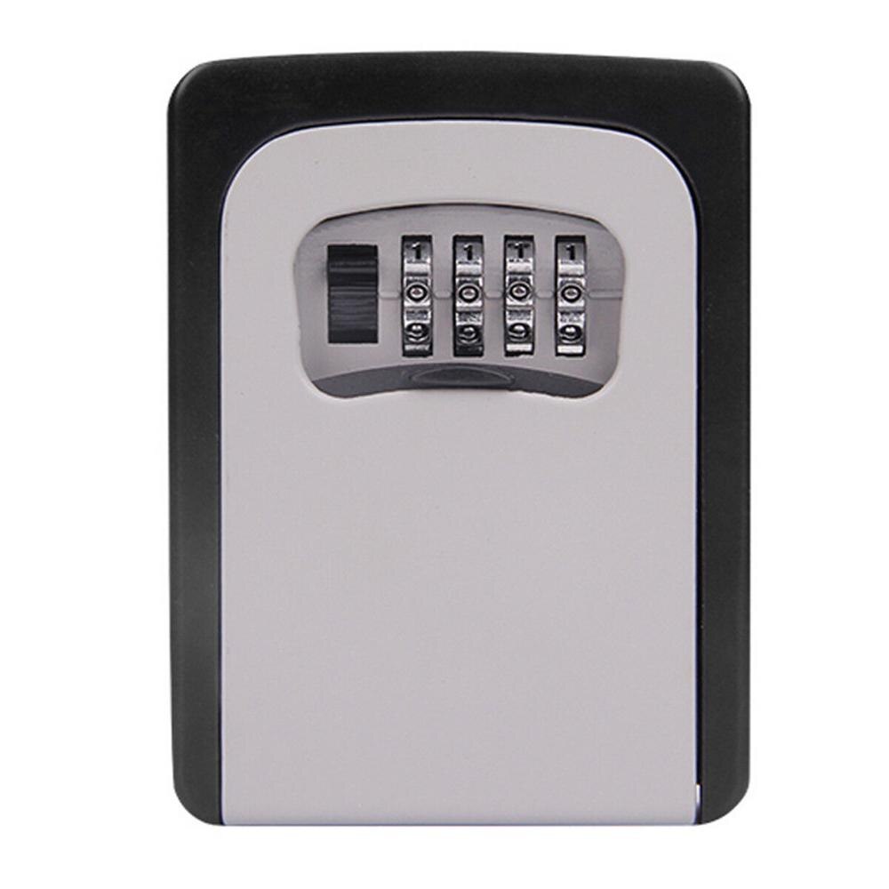 4 Digit Combination Password Safety Key Box Lock Padlock Organizer Wall Mounted: Gray